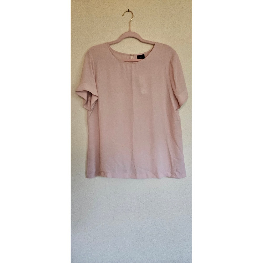 Worthington Womens Rose Pink Short Sleeve Keyhole Back Blouse NWT Large